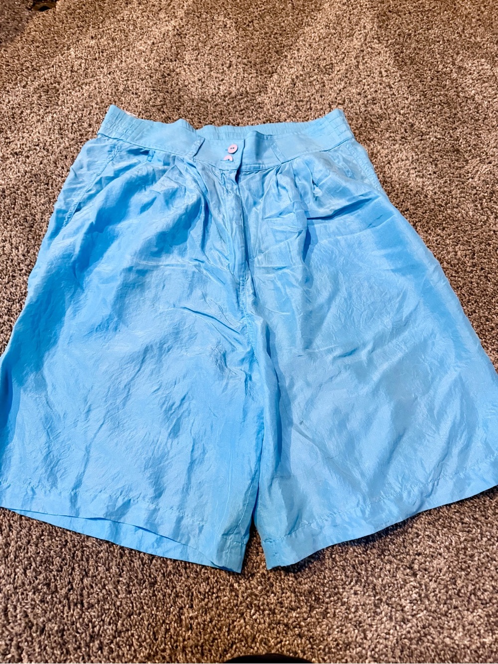 Light Blue Silk Vintage Shorts